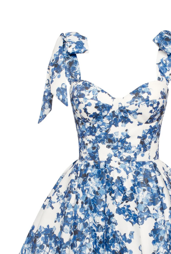 Marvelous blue hydrangea mini dress
