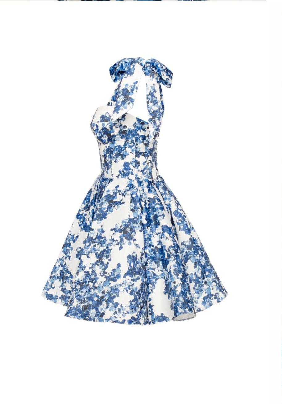Marvelous blue hydrangea mini dress