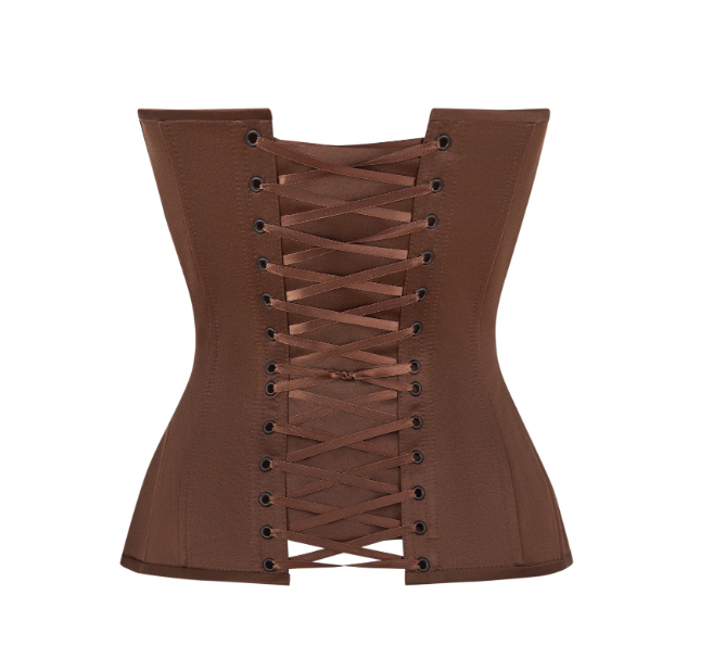 Brown satin corset with cups