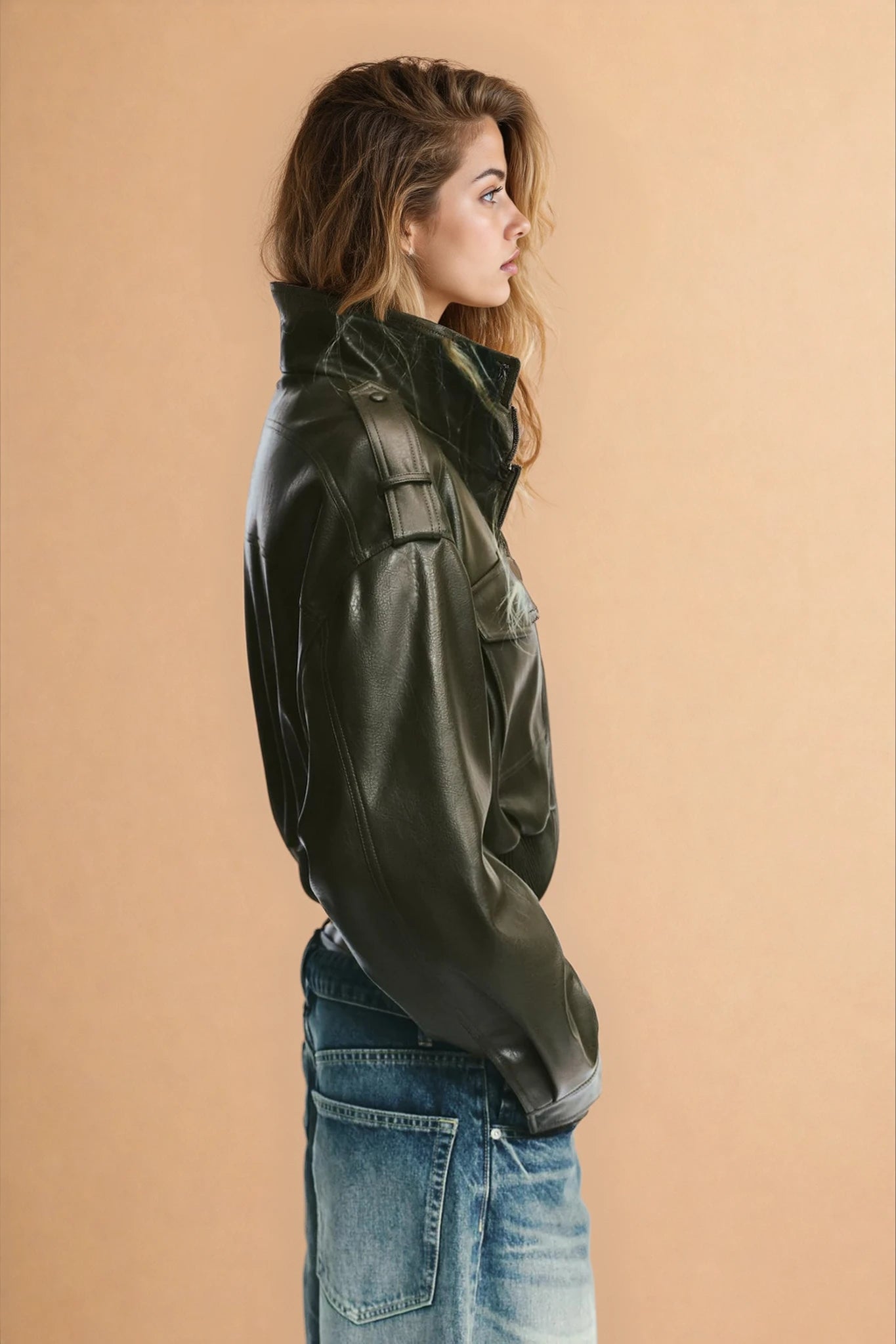 FAUX LEATHER SHORT JACKET