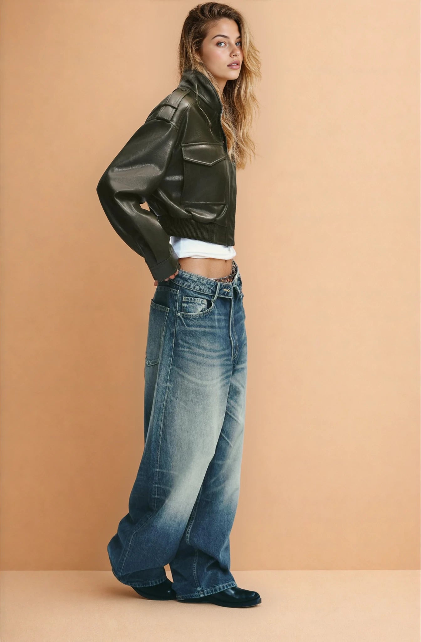 FAUX LEATHER SHORT JACKET