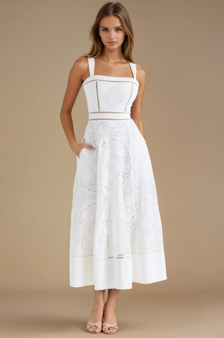 Rosey Midi Dress - White