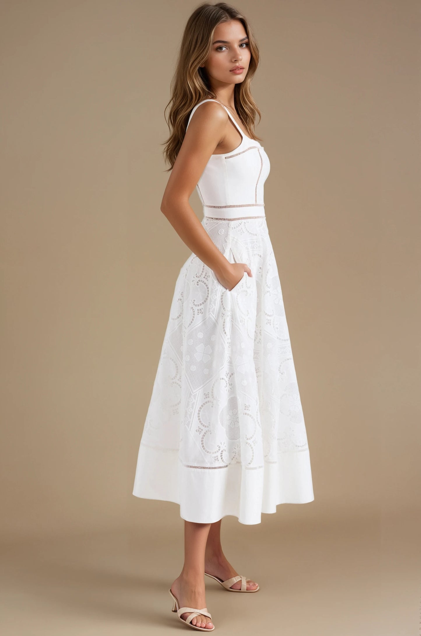 Rosey Midi Dress - White