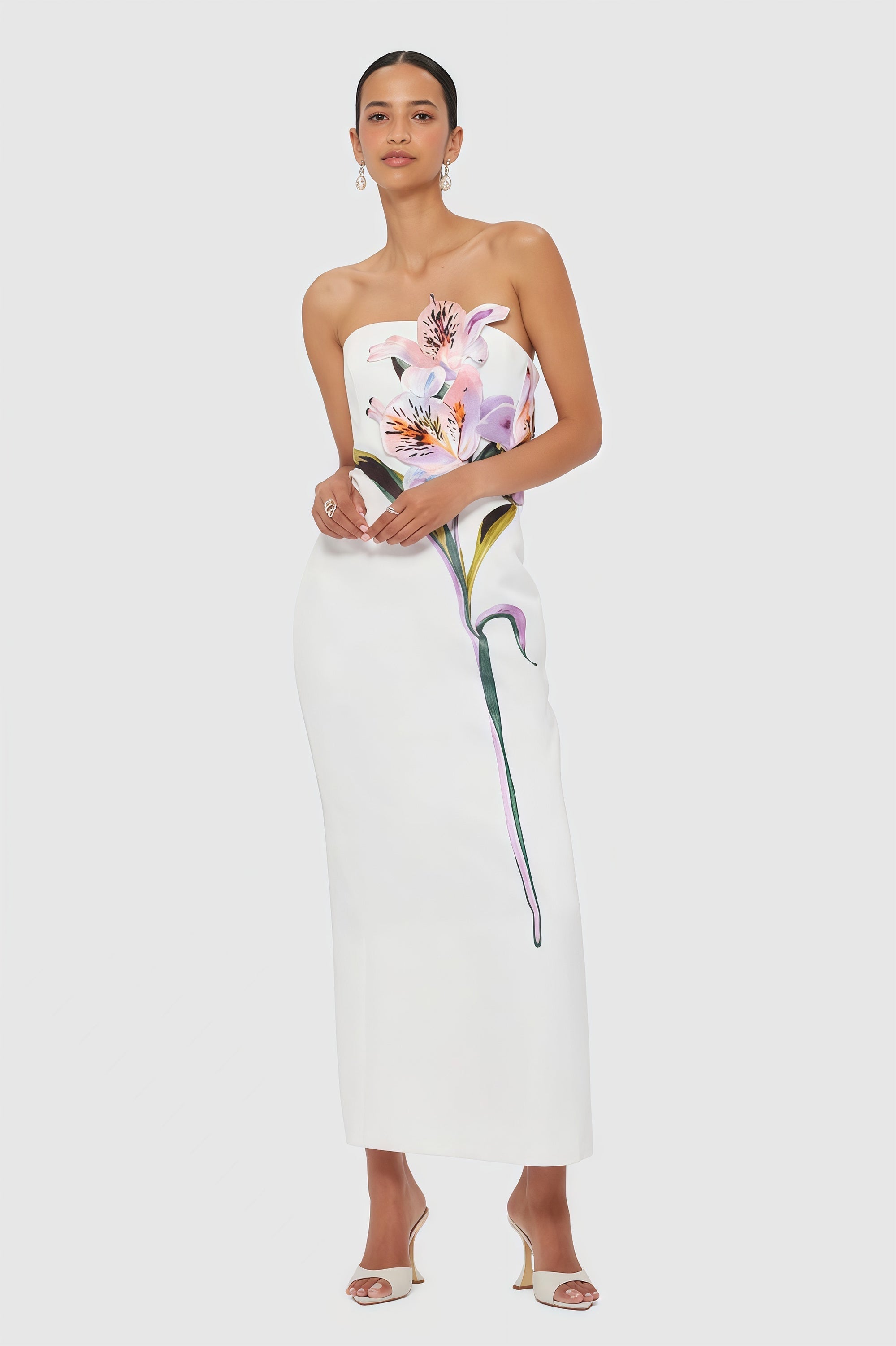 Automne White Floral Embroidered Maxi Dress