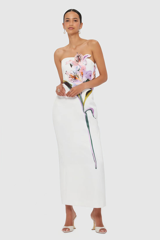 Automne White Floral Embroidered Maxi Dress