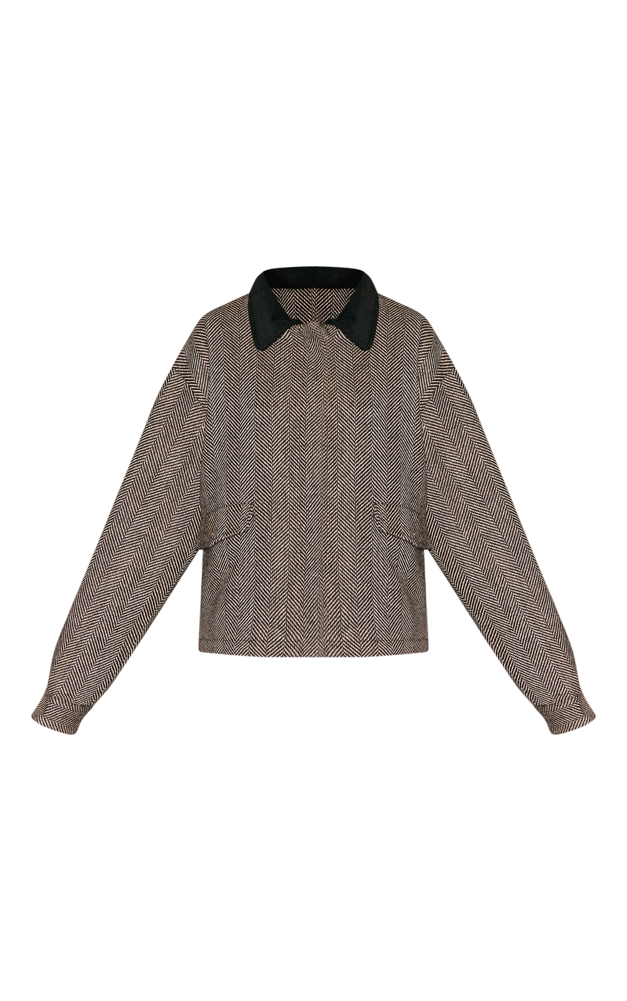 Monochrome Herringbone Contrast Collar Jacket image 5