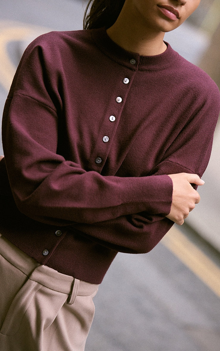 Wine Compact Knit Cardigan image 4
