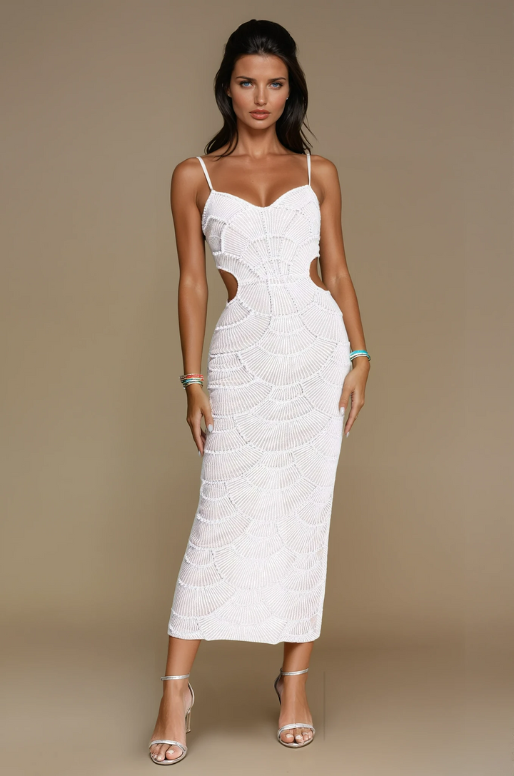 Pearl Sequin Midi Dress