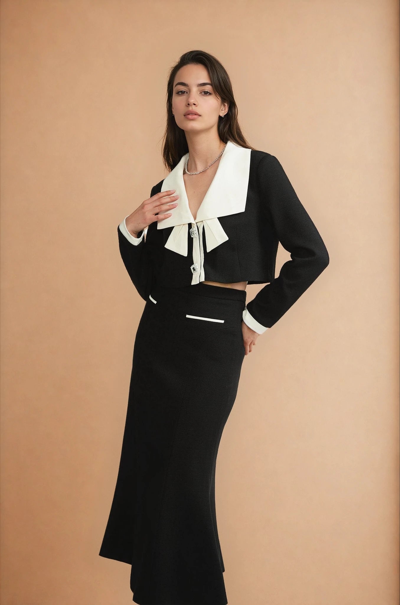 Odile black jacket & skirt matching set