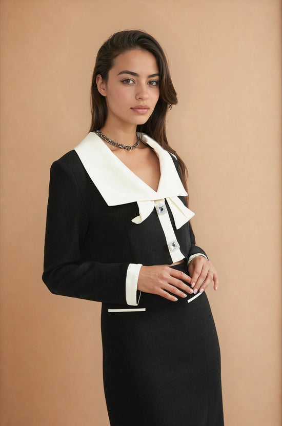 Odile black jacket & skirt matching set